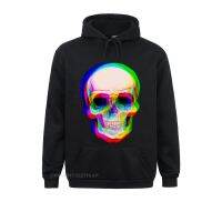 Vaporwave Neon Skull Techno Hipster Hooded Pullover Aesthetic Skull Watercolor Rainbow Skull Funny Tshirt For Men Camisa Size XS-4XL