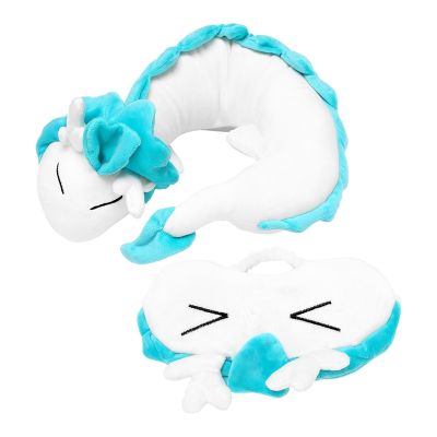 Cute White Dragon Neck Pillow, Japanese Animation Plush Animal Neck Pillow, Animal Body Flying Pillow with Sleep Goggles