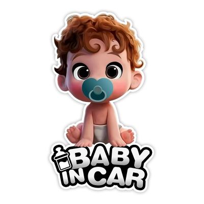 B0174 Self-adhesive Decal Boy Baby in Car V3 Car Sticker Waterproof Auto Decors on Bumper Rear Window