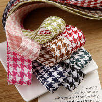 Kewgarden 1" 1.5" 25mm 40mm Plaid Ribbon DIY Bows tie Accessories Houndstooth Linen Handmade Sew Fabric Materials 10 Yards