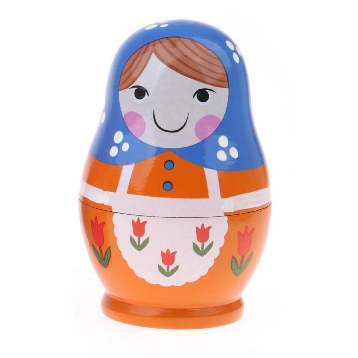 dolity-5ชิ้นตุ๊กตาไม้-babushka-ตุ๊กตาแม่ลูกดกของรัสเซียเพ้นท์ด้วยมือสีสดใส