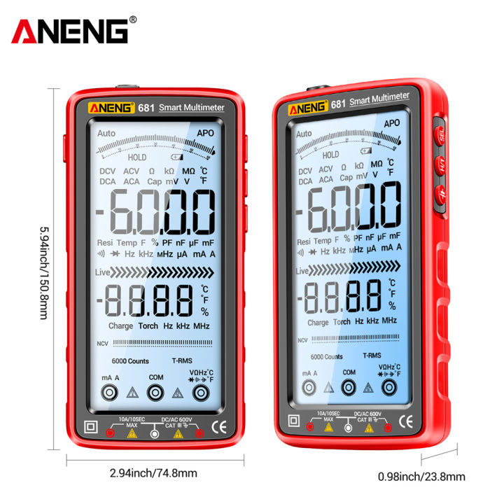 ส่งเร็ว-aneng-681-682-683-multimeter-tester-anti-burn-เครื่องวัดความจุไฟฟ้า-6000-นับไฟฉายแบบชาร์จไฟหน้าจอ-lcd-เครื่องมือวัด