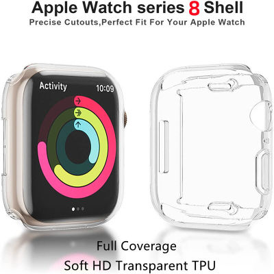 ป้องกันสมาร์ทวอท์ชเคสสำหรับ Apple Watch Series 8 7 6 5 4 3 2 1 Ultra 49MM 45 40 44MM 360ปก TPU ใส HD สำหรับ Apple Watch 41MM 38MM 42MM