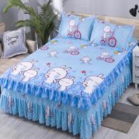 Bedding Bed Skirt Floral Printed Fitted Sheet Anti-slip Bed Sheet King Queen Size Bedspread Mattress Cover (Without Pillowcase)