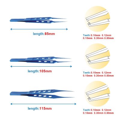 Autoclavable Flat Handle Forceps Toothed Forceps Three Holes Forceps With Platform Ophthalmic Instrument Titanium Alloy