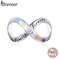 bamoer Claw Charm Family Forever 925 Sterling Silver Infinite Love Charm for Original Bracelet Bangle Fashion Jewelry SCC1849