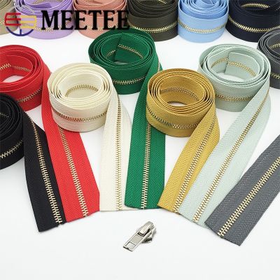 1/2Meters 3# Metal Zippers with Slider Gold Teeth Zips Tape for Clothing Purse Zipper Repair Kit DIY Sewing Material Accessories Door Hardware Locks F