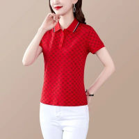 Short sleeved 2024 Summer New Fashion Age Reducing Mom Polo Versatile Casual Top