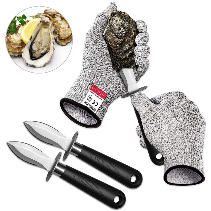a(VOyster Knife,Oyster Shucking Knife,Oyster Shucker,(2 knives+1 pair
