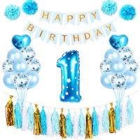 Happy Birthday Banner Birthday Party Decorations Kids 1st Birthday Party Supplies First One Year Baby Shower Kids Favors Decor Banners Streamers Confe