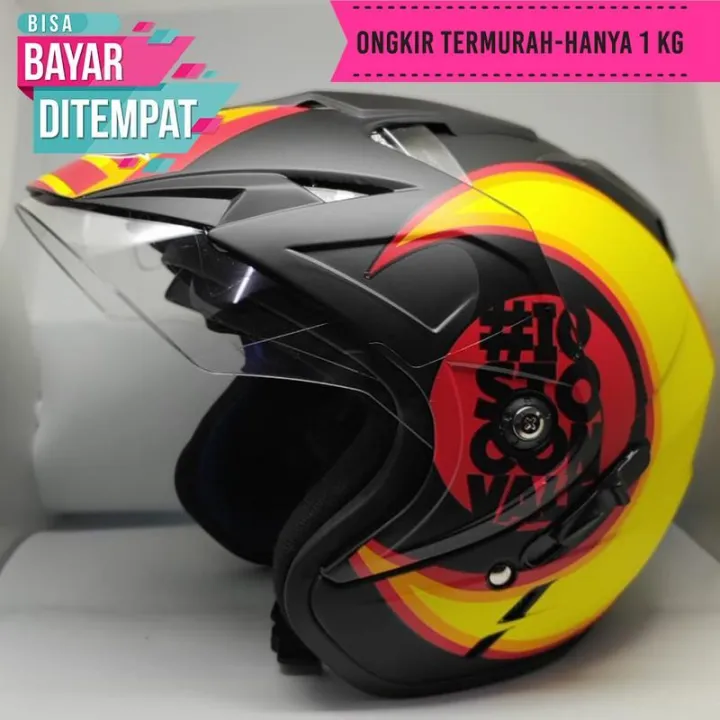 Helm Double Visor V.Rossi 46 Sun & Moon kwalitas setara helm half