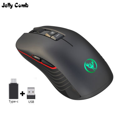 Jelly Comb 2.4GHz Wireless Gaming Mouse Rechargeable 3600DPI Adjustable USB Type-C Silent Mice for Laptop Gamer