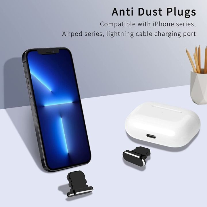 plug-anti-debu-อะลูมินัมอัลลอย4ชิ้นสำหรับ13-12-mini-11-pro-max-xs-8-plus-ipad-airpods-series-ฝาครอบพอร์ตไลท์นิ่ง