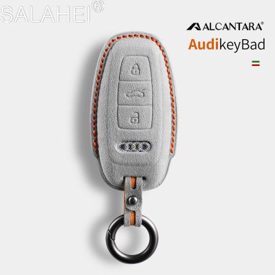 Alcantara Wrap Car Remote Key Case Cover Fob Shell For Audi Q8 RSQ8 A6 C8 S6 RS6 A7 S7 RS7 A3 8Y A8 D5 4N RS E-Tron GT Q4 Q7 4M