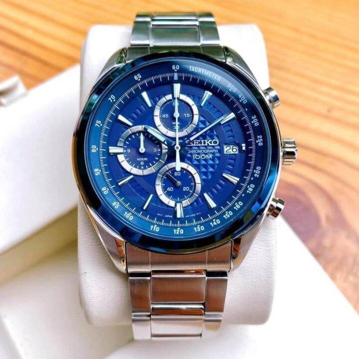 HCM]Đồng hồ Nam Seiko Chronograph dây thép không gỉ kính cứng size 45mm  SSB177P1 