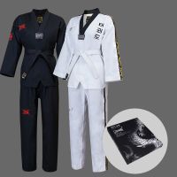 Dobok ชุดเทควันโดศิลปะการต่อสู้ Tae Kwon Do เสื้อออกกำลังกายคอวีทีมสาธิตสำหรับเด็กและหลากหลายสไตล์