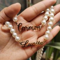 ✒❈  Custom Name Necklace Personalized Nameplate Beads Chains Gothic Jewelry Choker