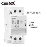 GEYA คอนแทค40A 2P 63A 2NO หรือ2NC หรือรางยึดดิน1NO1NC AC220V อัตโนมัติ230V