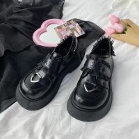 COD DSGRTYRTUTYIY Retro Mary Jane round head thick bottom heightening single shoes 22 British style student Japanese black Lolita jk small leather shoes