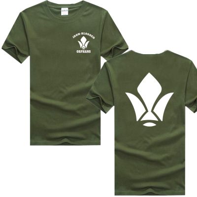 Iron Blood Ruffs Tekkadan T Shirts Tekkadan Emblem Print T Shirts Army Green T Shirt 100% Cotton Gildan
