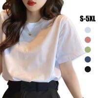 Daduhey. Womens Short Sleeves Top Cotton Summer Loose BF-Style Plain Color All-match T-shirt