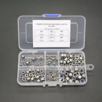 120pcs/box  M2 M2.5 M3 M4 M5 M6 304 Stainless steel nylon Lock Nut Metric Assortment Kit Electrical Connectors