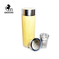 1 PCLot Gaucho Bamboo Thermos With Tea Infuser Yerba Mate Vacuum Flask Stainless 450 ML Double Wall Heat Insulation Hot Sale