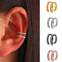 【YF】 JWER Silver Color Zircon Ear Cuff Clip for Women No Pierced Cross Geometric Earcuff Wrap Rhinestone Clips Jewelry