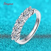 Smyoue White Gold D Color 4Mm Moissanite Ring For Women 1.5CT Stone Match Diamond Wedding Band Bride S925 Sterling Silver GRA