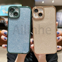 เคสสำหรับ iPhone 15 14 13 12 11 Pro Max 15 14 Plus,ปกป้องโทรศัพท์เลนส์ TPU แบบนิ่มกากเพชรส่องแสงเป็นประกายระยิบระยับ