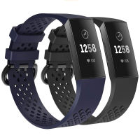 2สายแพ็คเข้ากันได้กับ Fitbit Charge 3และ4สายรัดข้อมือสำรองสายรัดสปอร์ตซิลิโคนระบายอากาศมีรูระบายอากาศสำหรับชาร์จ4/ชาร์จ3/ชาร์จ3 SE สายรัดข้อมือฟิตเนสผู้หญิงผู้ชาย