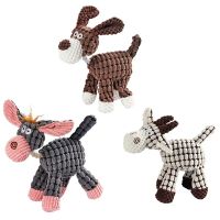 Fun Pet Toy Donkey Shape Corduroy Chew Toy For Dogs Puppy Squeaker Plush Bone Dog Toy Pet Training Dog accesorios para perros