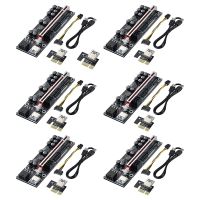 6PACK PCI-E 1X to 16X Riser Card with PCI-E 1X Plug-in Card, Adapter Card for Bitcoin Crypto Mining Ethereum Mining