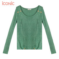 iCONiC GREEN CROWN KNIT TOP #2809 เสื้อไหมพรม สีเขียว แขนยาว เสื้อผญ เสื้อแฟชั่น เสื้อแขนยาว เสื้อกันหนาว เสื้อตาข่าย เสื้อไฮโซ เสื้อผู้หญิง