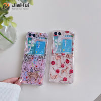 JieHui สำหรับ Samsung Z Flip5 Jungle Leopard Elk แฟชั่นเคสโทรศัพท์