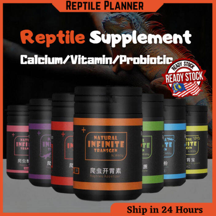 Reptile Supplement Calcium Powder Multi Vitamin Probiotic Bac Tortoise
