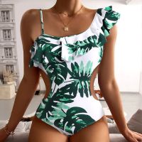 zilian Leaf Swimsuit Women 2022 Ruffles Bathing Suits Hollow Waist Summer Swimming Bathing Suit Plus Size Swimwear