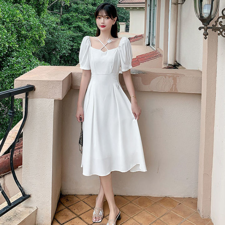 Korean maxi dress white dress for chubby dress for women casual dress ...