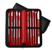 10PCS Wax Carving Dental Tools with Case Stainless Steel Wax Carvers Set Metal Double Head DIY Waxing Modeling Kits