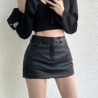 High Waisted Women Y2K Black A-line Mini Skirts Chic Woman Shorts Streetwear Sexy PU Leather Shorts Skirt