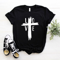 Christian Love Cross T Shirt Distressed Cross Shirt New Arrival Easter Top Tees Drop Shipping Lady Tee Shirts