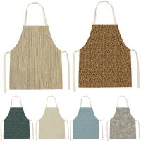 1 Piece Of Plain Pattern Line Printing Sleeveless Apron ChildrenS Home MenS And WomenS Kitchen Waist Bib Anti-Fouling Apron