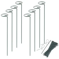 Plant Support Stakes, 15.7 Inch Plant Support Garden Stakes, Flower Stakes Support with 24 Pcs Twist Ties