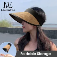 LouisWill หมวกกันแดดหญิง หมวกกันแดด กัน uv หมวกกระบังแสงหมวกแก๊ปของผู้หญิง,หมวกกันแดดถักแบบลำลองหมวกว่างเปล่าพับได้หมวกหมวกป้องกันแสงแดดปีกหมวกชายทะเลขนาดใหญ่หมวกฟางป้องกันรังสียูวีพร้อมเชือกไนลอนสำหรับท่องเที่ยวกลางแจ้ง hat for women