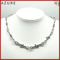 AZURE ของขวัญ ฮิปฮอป สไตล์กอธิค สร้อยคอ Choker โซ่หนามเล็ก เหล็กลวดขนาดเล็ก สร้อยข้อมือลวดหนาม สร้อยคอ Choker Unisex