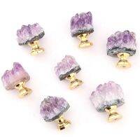 Light Luxury Natural Rough Amethyst Stone Handle Single Hole Drawer Cabinet Door Box Closet Small Knob  Furniture Diy Pulls Door Hardware