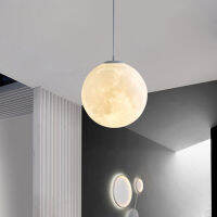 [COD]3D พิมพ์สร้อยคอพร้อมจี้ไฟ Novelty Creative บรรยากาศ Light 18W Dia. 18-20-22cm Moon โคมไฟแขวนบ้านโคมไฟสำหรับบาร์