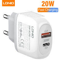 LDNIO PD 20W เครื่องชาร์จ QC3.0 Type-C เครื่องชาร์จอย่างรวดเร็วสำหรับ iPhone Samsung Wall Charger Traval Charger