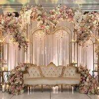 3PCS Shiny Gold Decorate Wedding Backdrops Stand Rectangular Arch Stage Decoration Arch