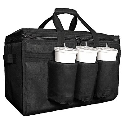 Food Delivery Bag with Cup Holders/Drink Carriers Great for Beverages, Grocery, Pizza, Commercial Quality Hot and Cold